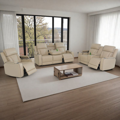 Ensemble de canapé inclinable électrique en cuir avec table rabattable pour le salon Breathing