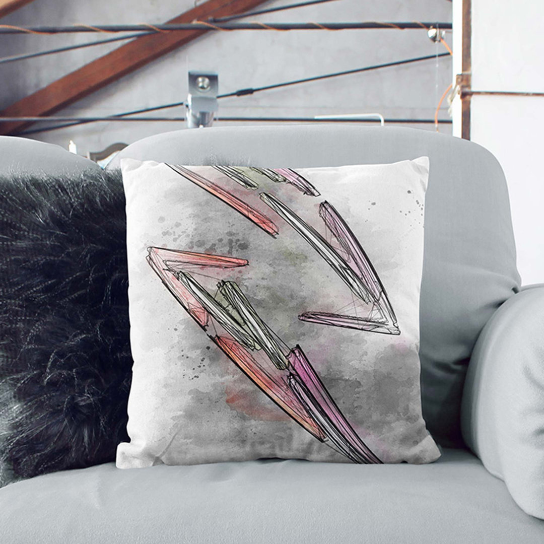 Neon Lightning Bolt Cushion with Filling