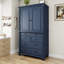 Grand garde-manger autoportant - armoire de rangement haute de 43,3 po x 20 po x 77,3 po avec 6 portes, 2 tablettes réglables et 5 tiroirs, bleu-529246558