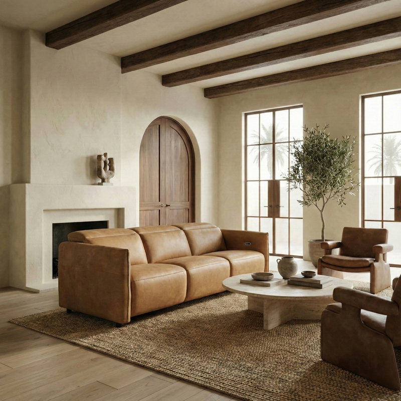 Ardith Elowen 107" Genuine Leather Reclining Sofa
