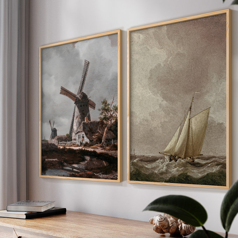 «Vintage Landscape XLI», impression giclée sur cadre - ensemble de 2, Naturel, H 23 po x l 58 po