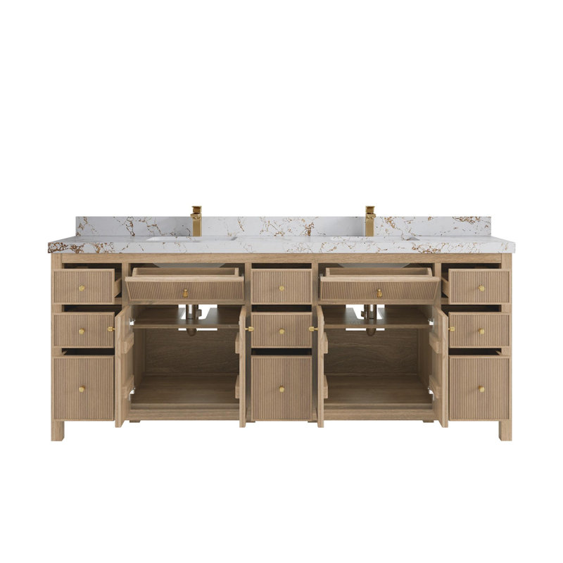 Ensemble de meuble-lavabo double 84 po Sonoma, Doré Viola