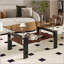 Table basse rectangulaire avec plateau en verre trempé et panneau de fibres à densité moyenne, parfaite pour les salons modernes et les décors élégants-134270117-134270118