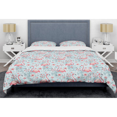 Coastal Polyester Twill Floral Duvet Cover