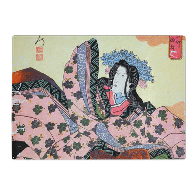 Tempered Glass Woman Dressed by Utagawa Toyokuni Chopping Board