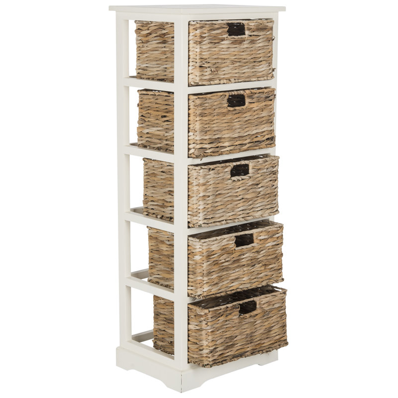Chamaeleon Solid Wood 43.9 cm W Chest of 5 Drawers, Distressed White