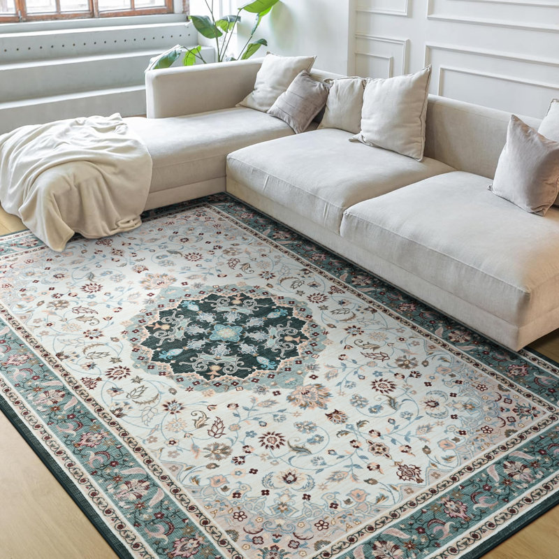 Tapis de salon à motif floral oriental Fillender, Rectangle 6 pi x 9 pi