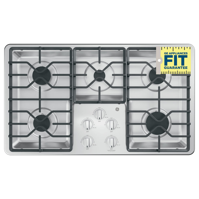 Built-in 36" Gas Cooktop with 5 Burners, Stainless Steel