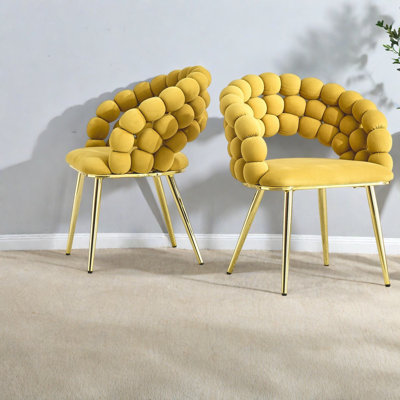 Bubble Velvet Dining Chairs, Gold Metal Legs, Modern Home Dining Set