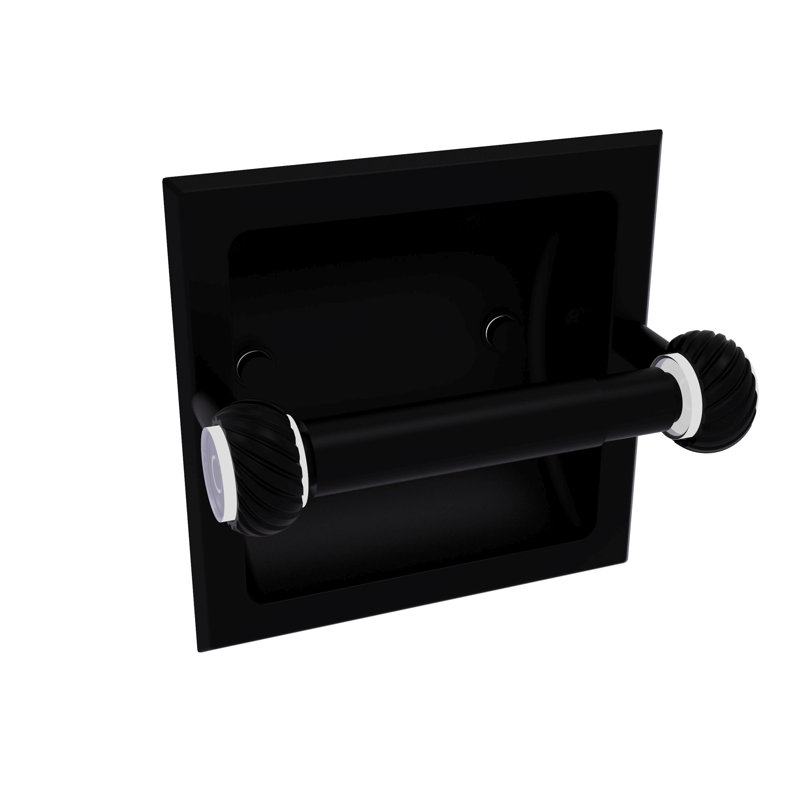 Porte-papier hygiénique encastré avec accents torsadés Margolis, Noir mat