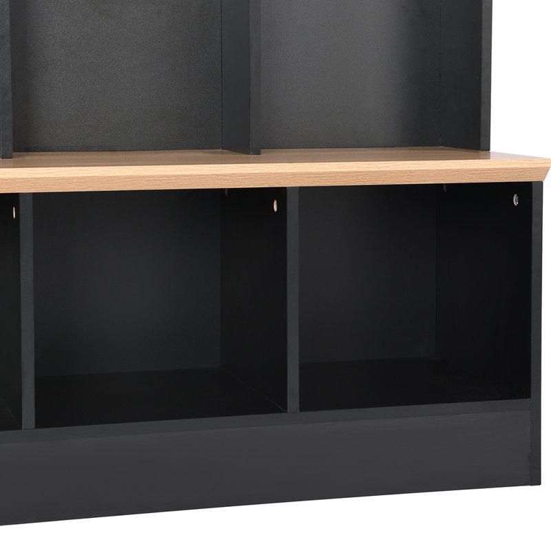 Wide Design Hall Tree With Storage Bench, Minimalist Shoe Cabinet With Cube Storage & Shelves, Multifunctional Coat Rack With 8 Hooks For Entryways, Mudroom