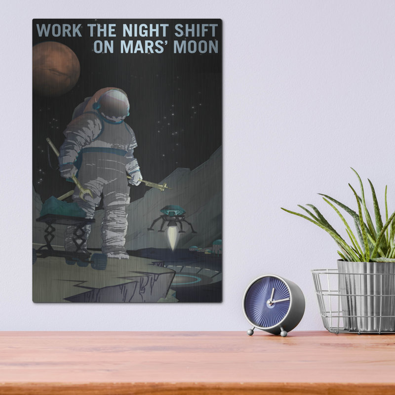  «Mars Explorer Series: Work The Night Shift», art mural en métal, H 16 po x l 12 po