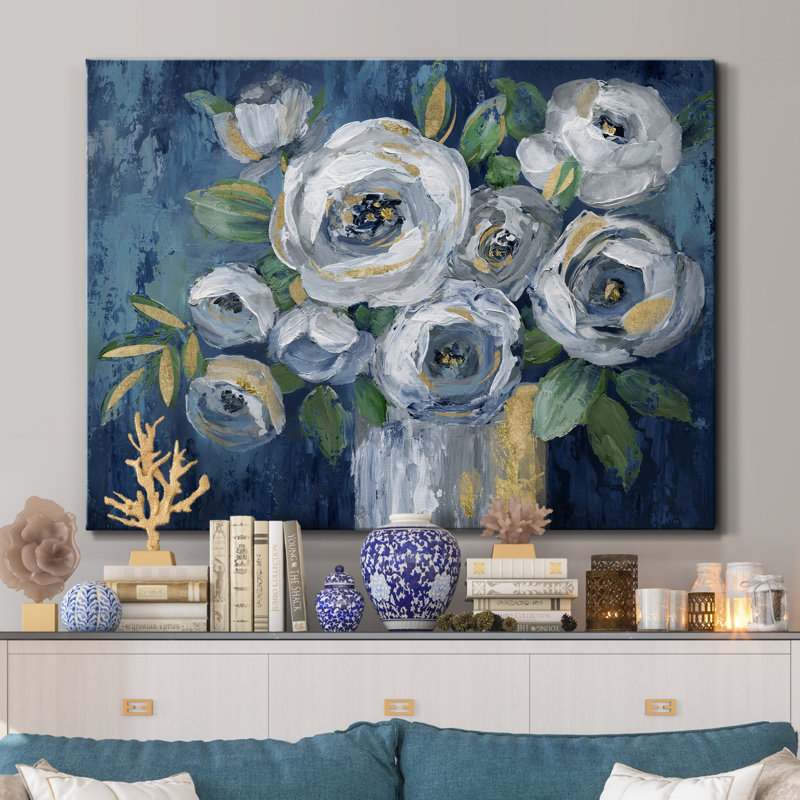 " Indigo Touch Of Gold ", 32" H x 24" W 