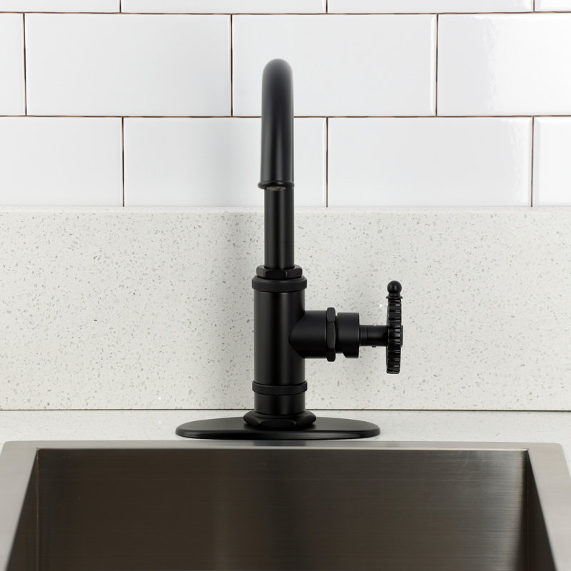 Kingston Brass Fuller Single-Handle 1-Hole Deck Mount Bar Faucet, Matte Black