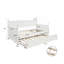 Lit de jour simple Clean Silhouette avec couchette coulissante, finition en bois massif blanc