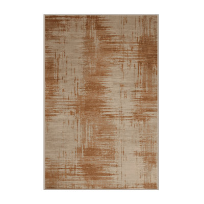Machine Washable Abstract Beige Area Rug
