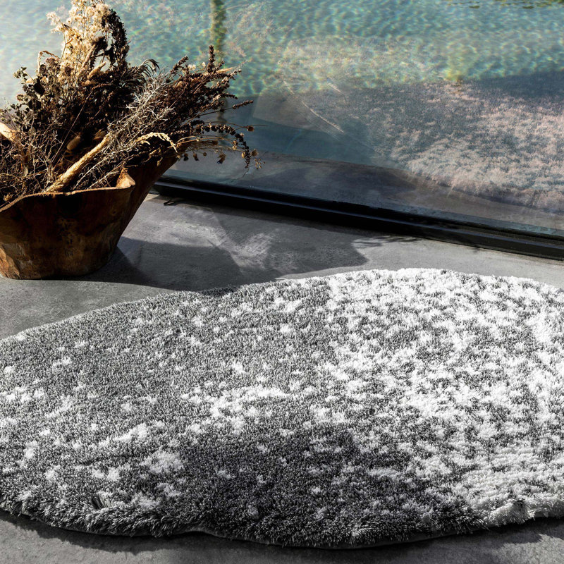 Stone Cotton Blend Oval Bath Rug