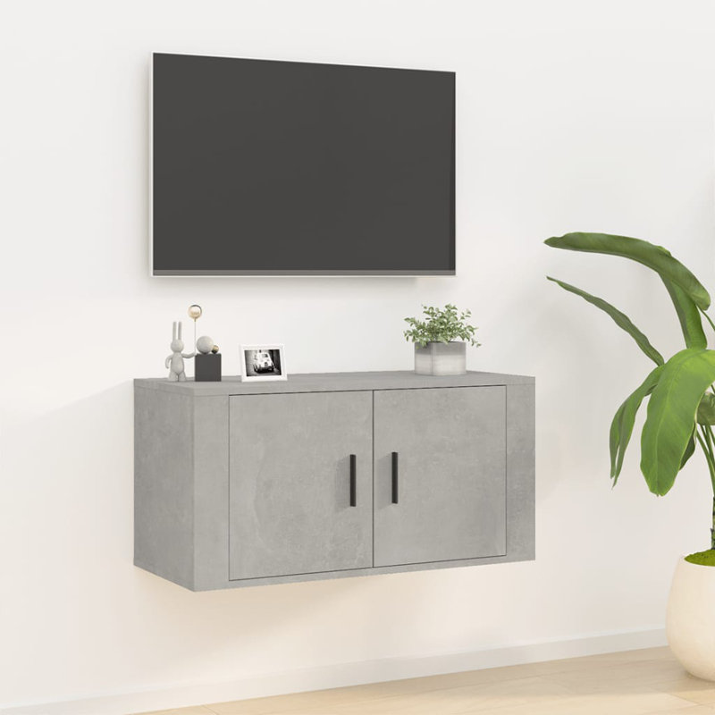 Nataile TV Stand, 15.8" H x 31.5" W x 13.6" D, Grey Wood