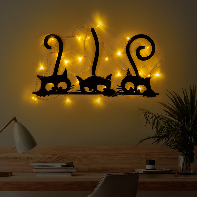 Decorative Metal Wall Accessory, Black Finish, 13.0 x 23.6 inches | Durable Metal Body, Thickness: 0.06 inches | Easy Installation, Battery Operated (3 AA, Not Included), Stylish Home Décor for Any Room