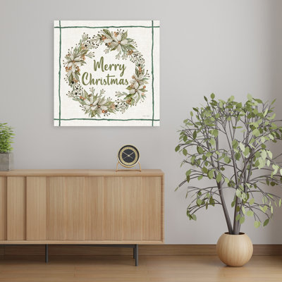 «Merry Christmas Wreath», art mural abstrait contemporain d'hiver