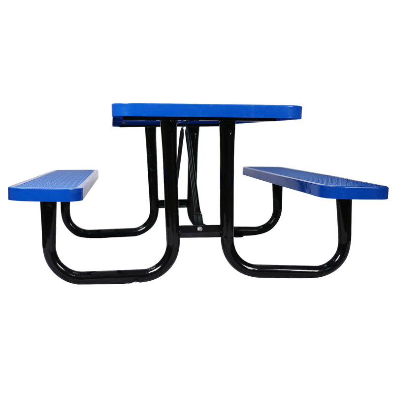 Rectangular Outdoor Steel Picnic Table, Blue