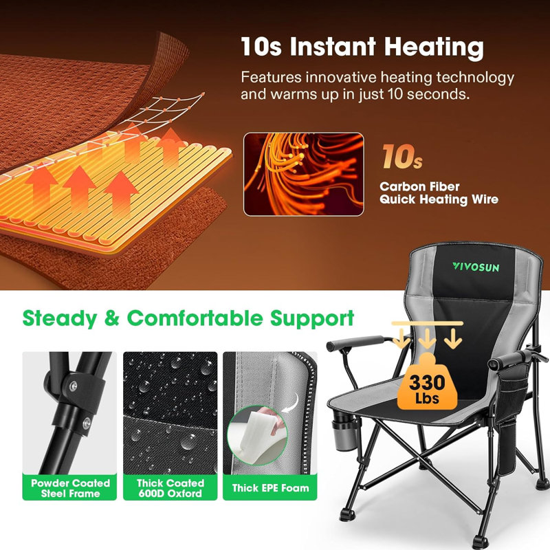 Chaise de camping pliante chauffée avec coussins Siale