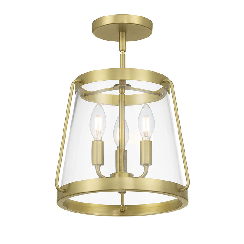 Plafonnier semi-encastré 3 lumières Adabella, Laiton rétro
