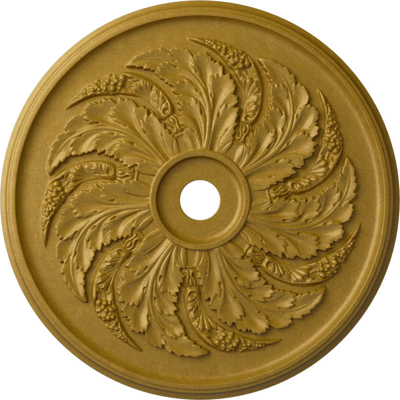 Médaillon de plafond Endurathane Milan, DE 47 5/8 po x P 2 3/4 po, finition argentée peinte à la main, Or des pharaons