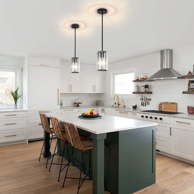 1-Light Modern Crystal Single Pendant Light With Adjustable Height, Matte Black