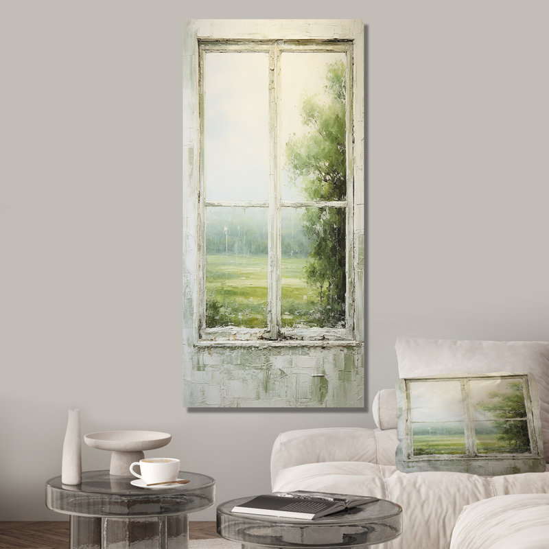 «Countryside Calm Farm Windows I - Farmhouse Windows», art mural, Toile tendue, H 60 po x l 28 po x P 1,5 po