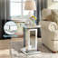 Table de bout en miroir argentée, tables d'appoint latérales minimalistes, petite table basse pour le salon, la chambre à coucher, le coin, 11,8 po x 11,8 po x 22 po