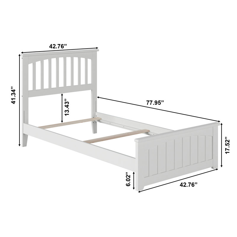 Brunelle Solid Wood Foundation Bed with Matching Footboard, Twin, White