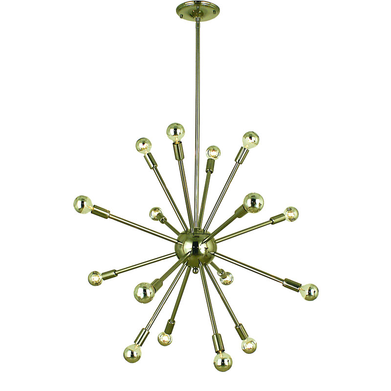 Lustre de sphère spoutnik 16 lumières Frizzell, Nickel poli
