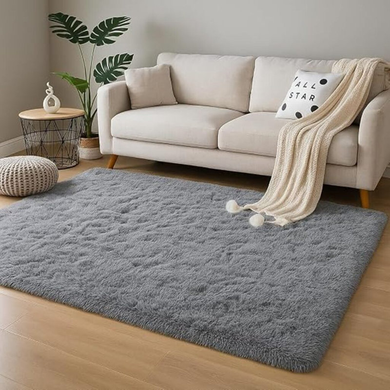 Rugs Living Room Anti Slip Carpet - Grey Area Rugs for Bedroom