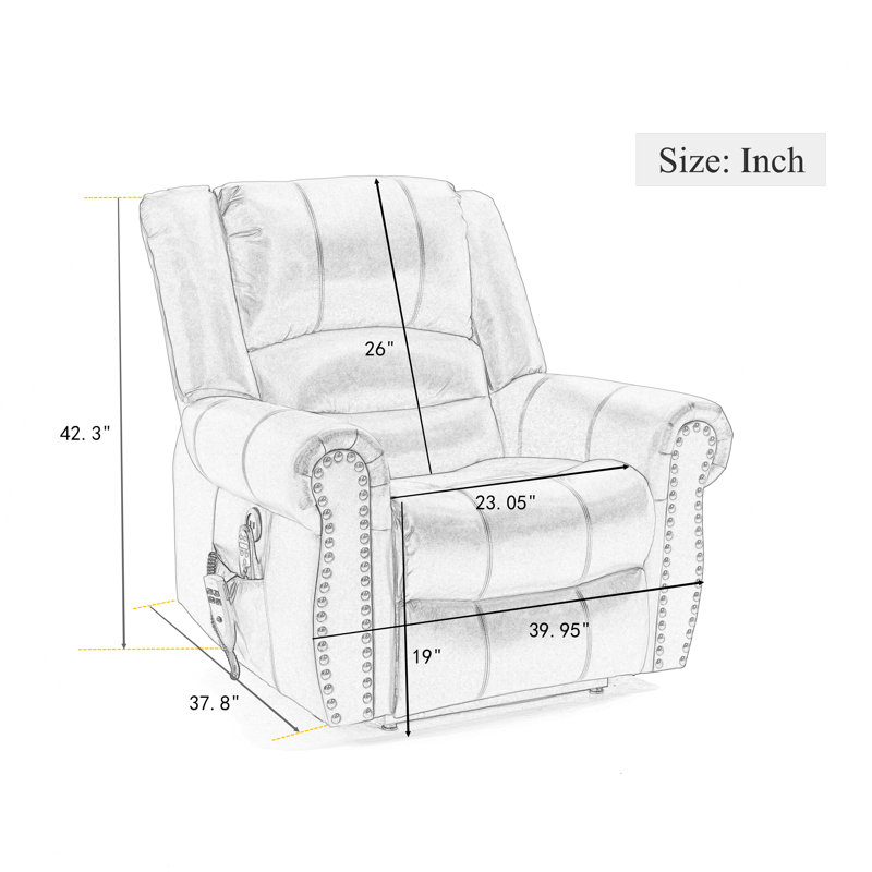 Kyrian Faux Leather Heated Massage Chair, Gray Faux Leather