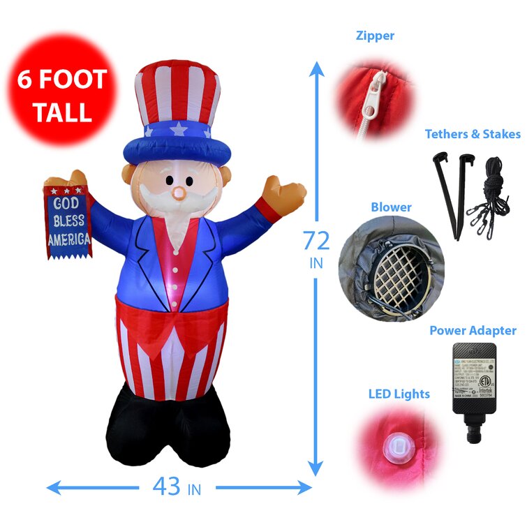 BZB Goods Patriotic American Independence Day Inflatable Uncle Sam