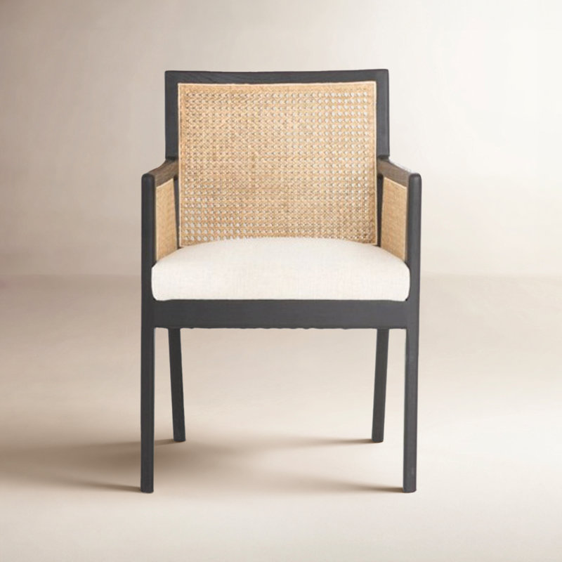 Sergi Arm Chair in Brushed Ebony, Light Natural
