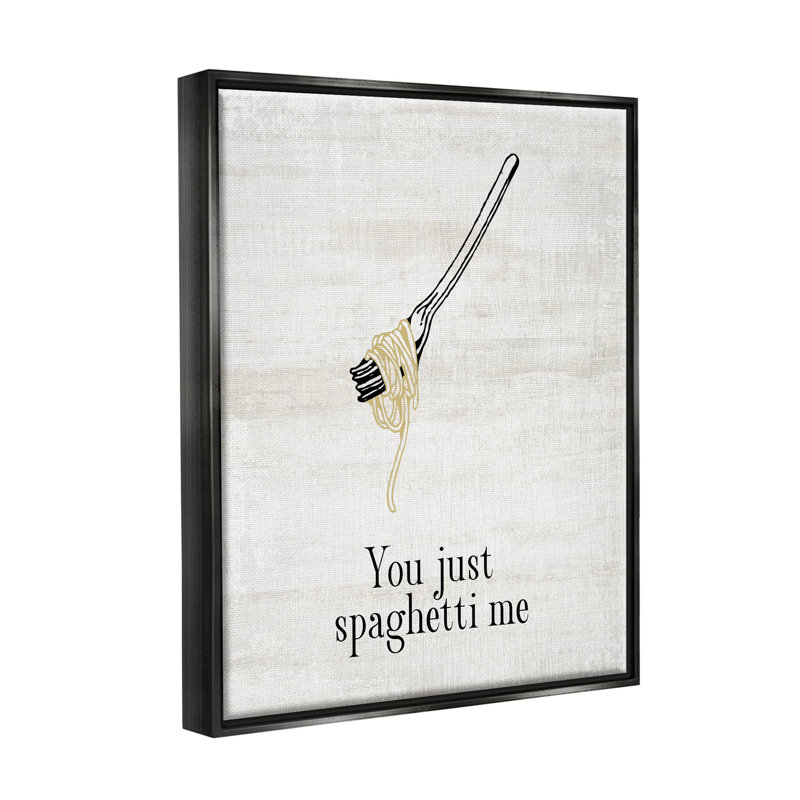 «You Just Spaghetti Me», estampe numérique par Lil 'Rue, H 21 po x l 17 po x P 1,7 po, Cadre flottant noir de jais