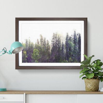 Pine Tree Forest In The Fog - Picture Frame Graphic Art Print
