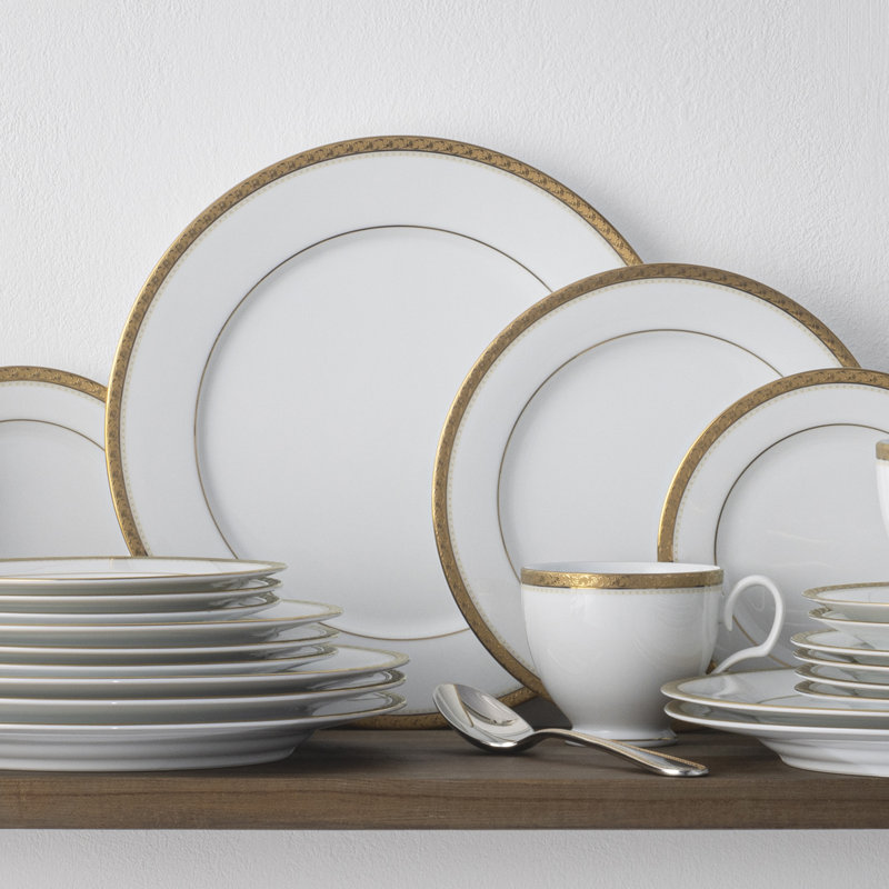 Noritake Charlotta 60-Piece Dinnerware Set, Service for 12, Gold