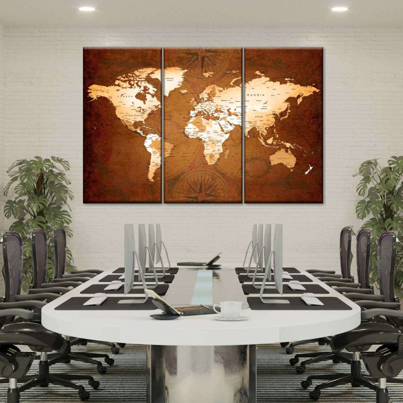 Rare World Map, reproduction d'art sur toile, H 36 po x l 57 po x 1,25 po