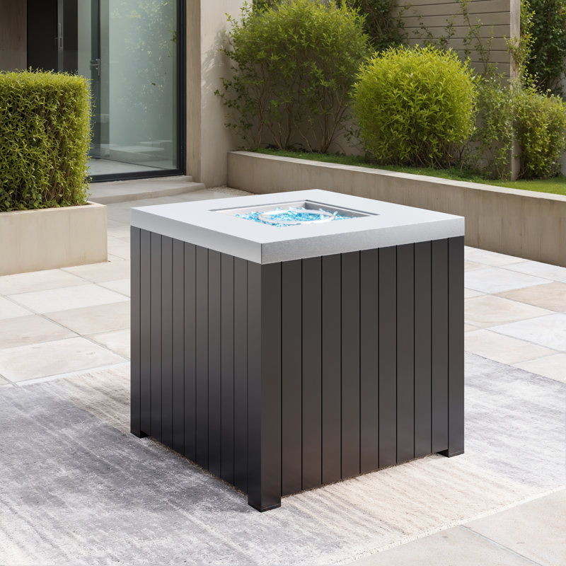 Aluminum Propane Outdoor Fire Pit Table with Hidden Fuel Tank Storage & Lid (Fully Assembled)