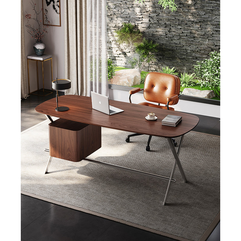 Bureau multifonctionnel italien en bois massif et métal italien, H 29,5 po x l 63 po x P 27,6 po