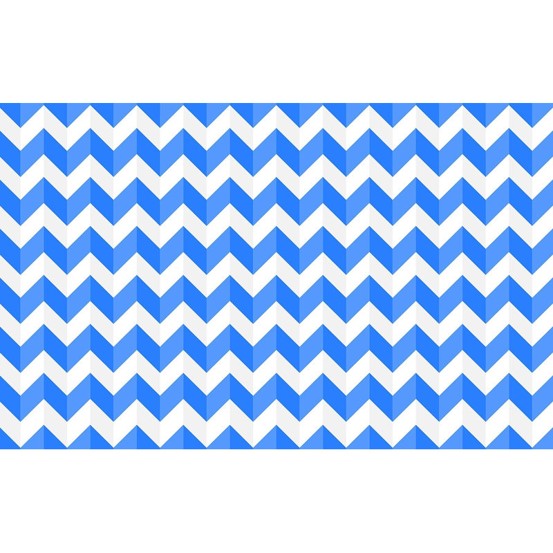 Premium Peel & Stick Wall Mural - Blue Chevron Pattern, 108" L x 150" W
