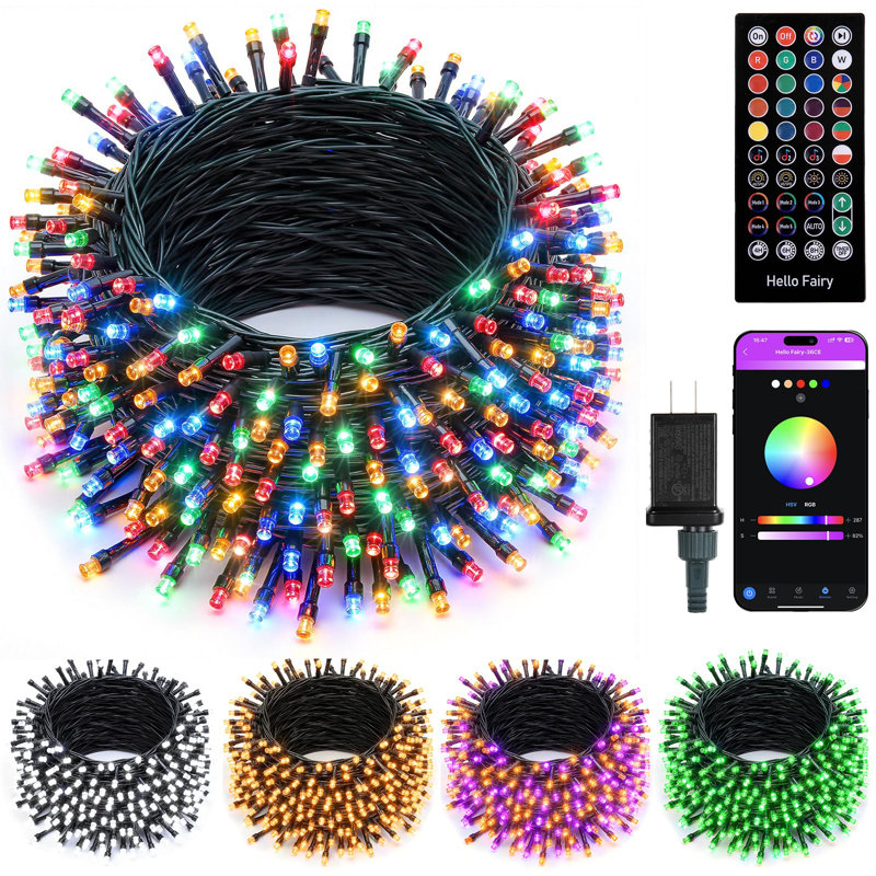 82Ft 250LED Smart RGB String Edinger, 16 Million Color Changing Fairy Edinger With App/Remote Control, Music Sync & Timer For Christmas Tree Holiday Party Decor