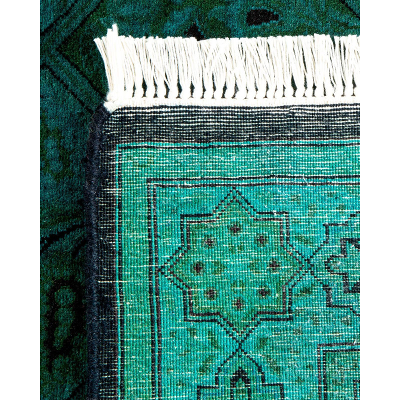 Tapis bleu noué à la main de conception unique Holsworth - bleu