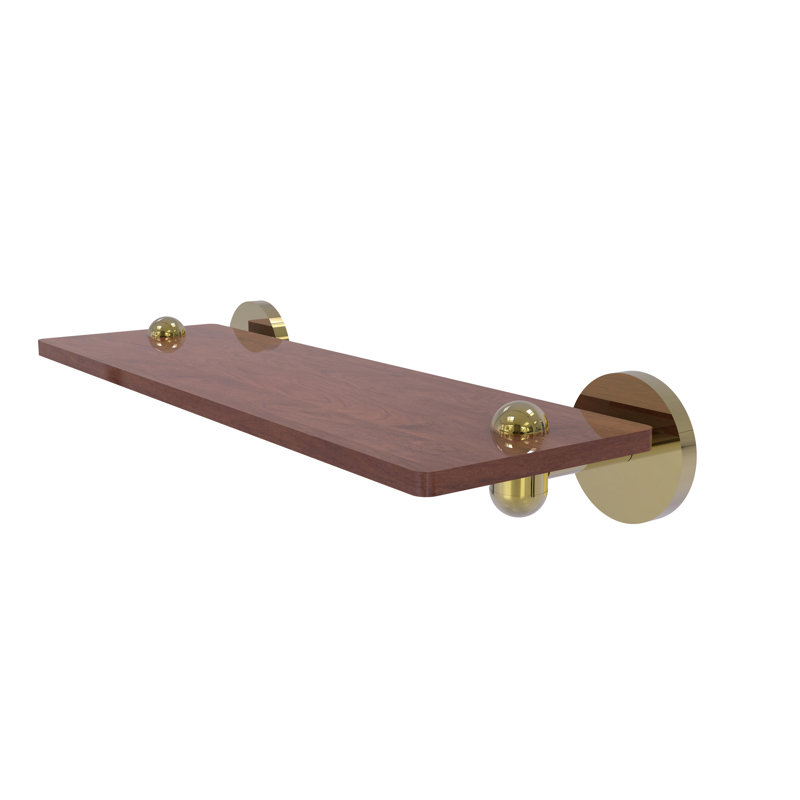 Tablette murale unie bois ironwood Itzhak, Laiton non laqué, H 2,5 po x l 16 po x P 5 po