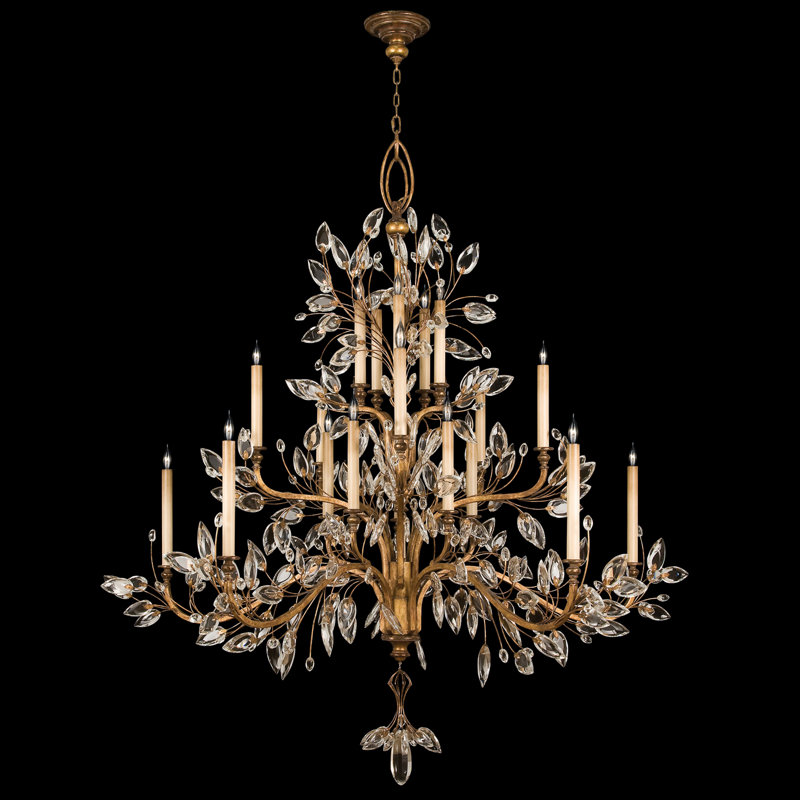 Crystal 20 - Light Chandelier, Antique Gold