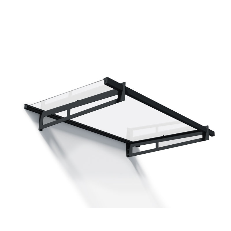 Palram - Canopia Bremen 5' W x 3' 1" D Acrylic Galvanized Steel Stationary Slope Door and Window Awning Gray/Clear