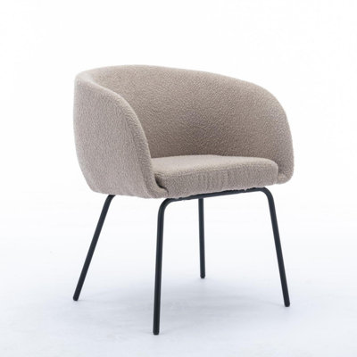 Set of 1 Boucle Fabric Dining Chair